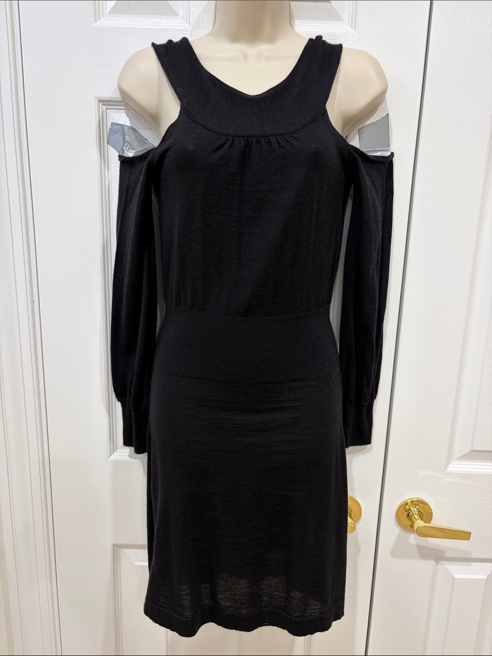 MaxMara Black Cold-Shoulder Long Sleeve Knit Dress